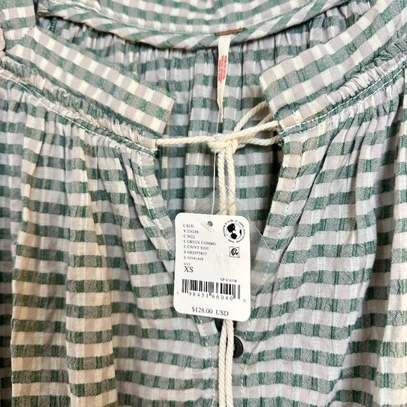 FREE PEOPLE County Line Plaid Romper in Green Combo Size X-Small NWT - Picture 7 of 13